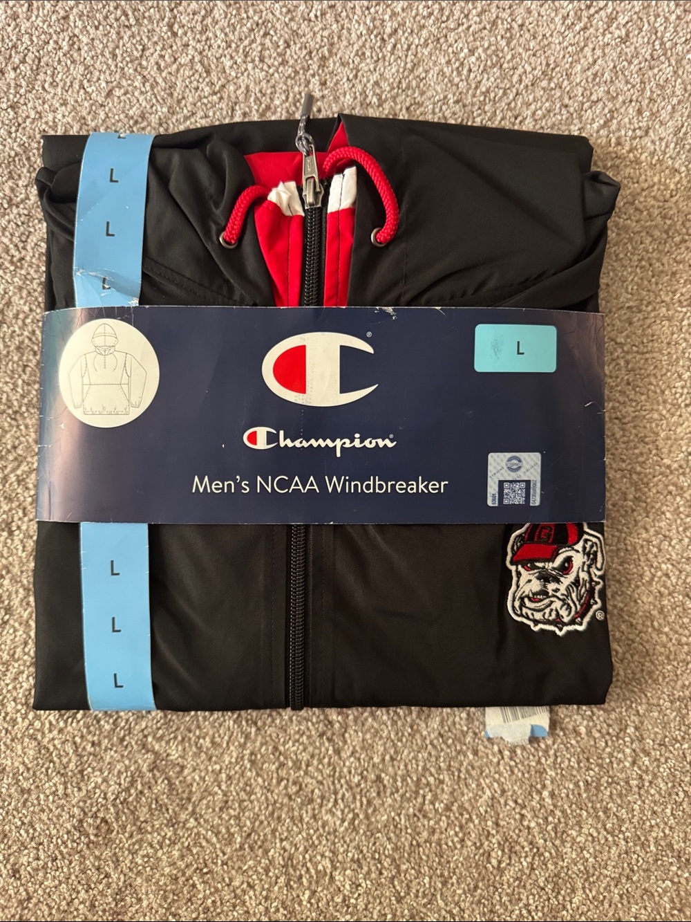 Champion Men’s Black & Red NCAA Hooded Windbreaker Jacket